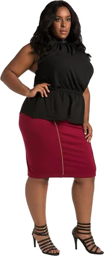 Vista 3 de Poetic Justice Top halter con botones de gasa negra con curvas de talla grande para mujer