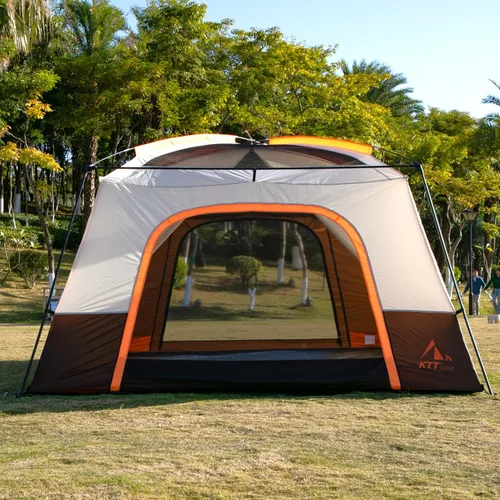 Vista 10 de KTT Extra Large Tent 10-12-14 Person(B),Family Cabin Tents,2 Rooms,3 Doors and 3 Windows with Mesh,Straight Wall,Waterproof,Double Layer,Big Tent