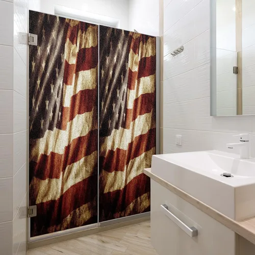 Vista 9 de Película decorativa de privacidad para ventana, diseño rústico antiguo, bandera estadounidense, estática, translúcida, adhesivos para ventanas