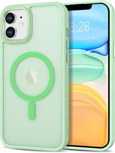 Vista 152 de Anuck - Funda magnética para iPhone 11 compatible con MagSafe, carcasa trasera mate translúcida dura, borde de TPU, delgada, resistente a impactos