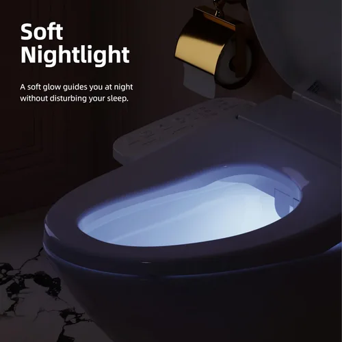Vista 9 de Asiento de inodoro eléctrico BRAVAT® alargado, calentado, cierre suave Front/Rear wash, Instant heated seat&warm water&air dryer, Night light