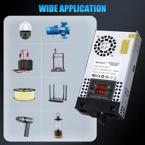 Vista 7 de Actualización ajustable (0-30V 0-17A) 500W DC Fuente de alimentación conmutada AC-DC Transformador con botones ajustablesSistema de sensor