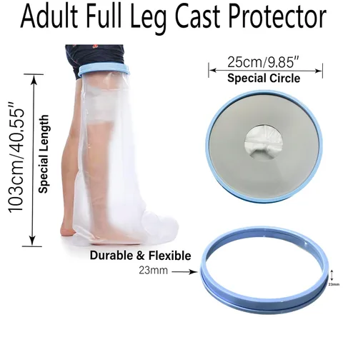 Vista 2 de Fundas de fundición para piernas para adultos, protector de ducha completo, bolsa de ducha fundida impermeable para yeso de piernas, vendaje