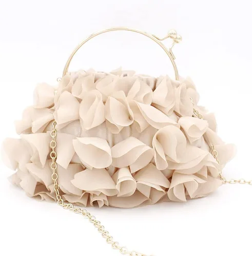 Vista 4 de Bolsos de mano florales para mujer, bolso de mano de satén para noche, fiesta, graduación, bolsos de novia