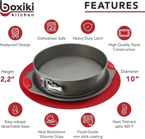 Vista 2 de Molde antiadherente de Boxiki Kitchen sartenes 2-en-1 y molde en forma de anillo sartenes con mango de silicona a prueba de pérdidas.