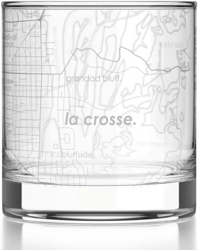 Vista 122 de Well Told Vaso de rocas grabado con mapa de Akron, Ohio, cristalería estilo antiguo (325ml, transparente) Vaso de bourbon grabado, regalos
