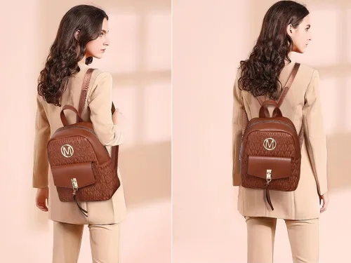 Vista 2 de MKP - Mochila pequeña para mujer, bolso de hombro con borla y dije, Café (Light Coffee), Mochilas Daypack