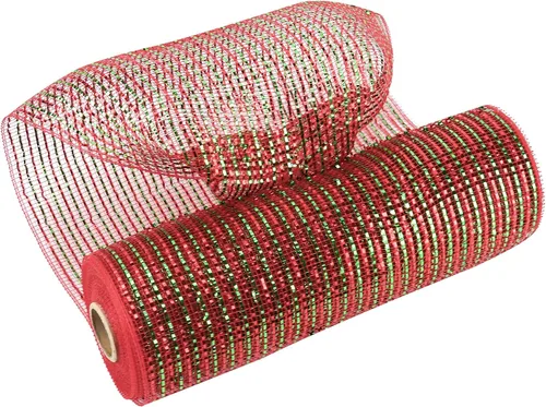 Vista 23 de MEEDEE Cinta de malla dorada de 10 pulgadas de ancho x 30 pies - Rollo de malla metálica decorativa para coronas de árbol de Navidad, guirnalda
