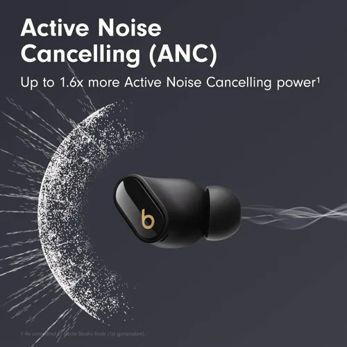 Vista 2 de Beats Studio Buds + Auriculares inalámbricos con cancelación de ruido True Wireless - Negro/Oro (Renovado Premium)
