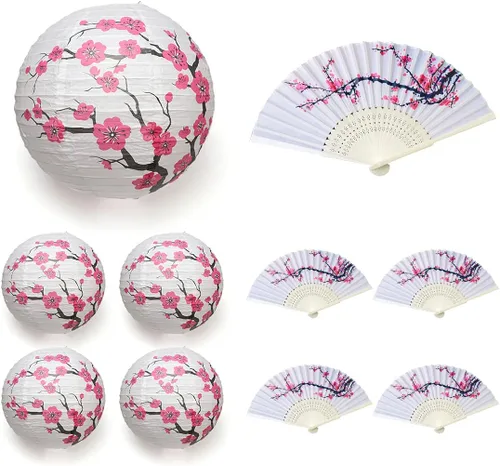 Vista 9 de LYART 4 piezas de pantalla de lámpara de papel con diseño de cereza china/japonesa para restaurante, iglesia, regalo de boda, favores de fiesta