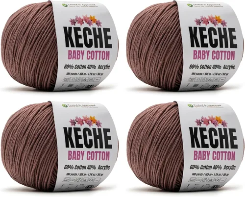 Vista 97 de Keche Hilo de Algodón, 60% Algodón 40% Hilo Acrílico, Hilo de Algodón Suave para Crochet y Tejer, Hilo Amigurumi 1 Madeja/Bola 1.76 Oz (50g) / 180