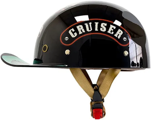 Vista 11 de Gorra de béisbol ligera, medio casco para adultos, aprobado por DOT, para hombres y mujeres, casco retro de 3/4 de cara abierta, diseño fresco