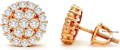 Vista 3 de Aretes de plata helada, oro rosa, negro o dorado, circonita cúbica, hip-hop CZ