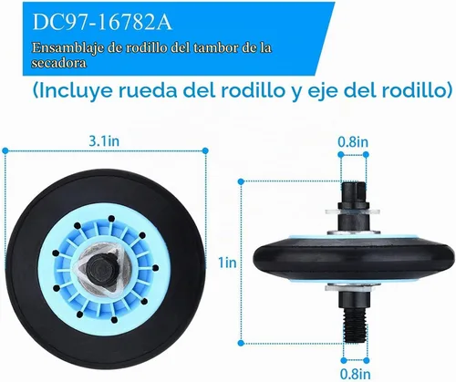 Vista 2 de DC97-16782A Rodillo de tambor de secadora compatible con el kit de repuesto de rodillos de secadora Samsung - Sustituye DC97-07523A PS4221885
