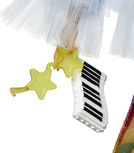 Vista 4 de Barbie Muñeca extra y accesorios con pelo largo morena y clips brillantes en vestido multicolor con cocodrilo para mascotas
