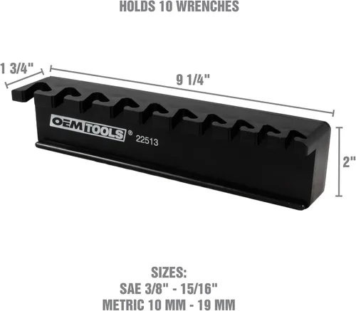 Vista 2 de OEMTOOLS 22513 Soporte magnético para llaves y organizador de herramientas, imán sostiene hasta 10 llaves en la mayoría de superficies metálicas
