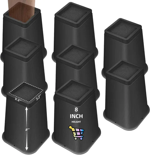 Vista 43 de Elevadores de cama ajustables de 8 pulgadas, soportes de elevación antideslizantes resistentes para camas, sofás, diseño cuadrado duradero