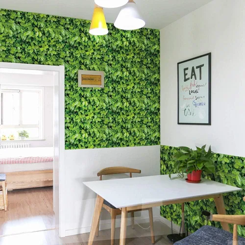 Vista 2 de REDODECO Papel tapiz de vinilo 3D con hojas verdes naturales, autoadhesivas, para gabinete, cajón, estantes decorativos, calcomanías para el hogar