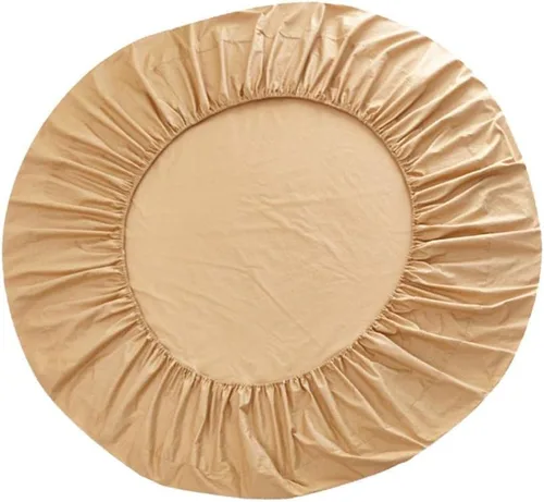 Vista 10 de homozy Cubierta de cama ajustable de cama redonda de color sólido para el hogar del hotel, beige