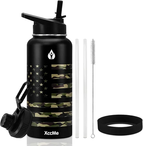 Vista 11 de Botella de agua aislada de 22 onzas, botellas de agua a prueba de fugas de acero inoxidable, taza térmica de viaje de boca ancha de doble pared