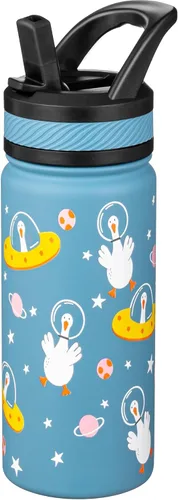 Vista 24 de Fanhaw Botella de Agua Aislada para Niños de 18 Oz con Tapa de Pajita – Acero Inoxidable de Doble Pared al Vacío, A Prueba de Fugas, Botellas