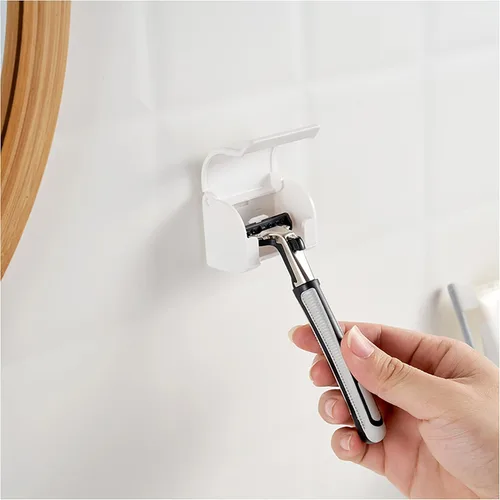 Vista 3 de EIKS Paquete de 2 soportes para maquinilla de afeitar, soportes de pared autoadhesivos para baño, ducha, mesa