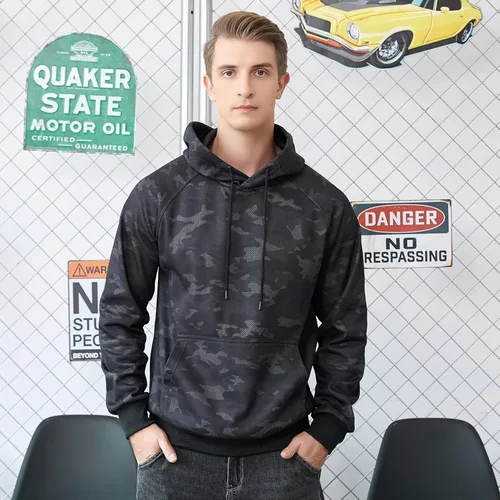 Vista 2 de MANLUODANNI Sudadera con capucha para hombre, casual, de manga larga, con cordón y estampado