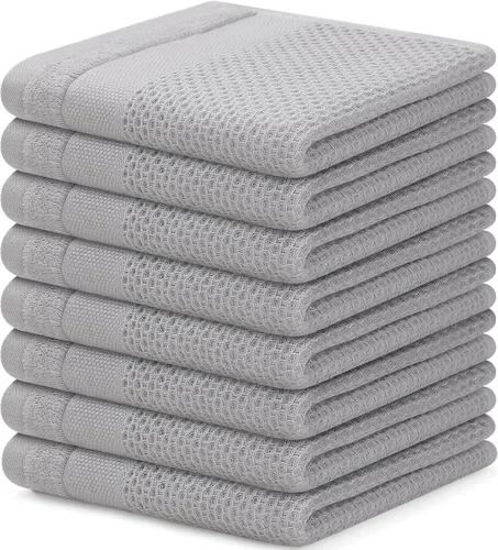 Vista 52 de Homaxy Juego de toallas de cocina y paños de cocina, 12 x 12 y 13 x 28 pulgadas, juego de 8 toallas de cocina 100% algodón, de tejido gofre, súper