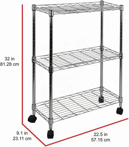 Vista 5 de Oceanstar carrito práctico multiuso con 3 estantes, cromado