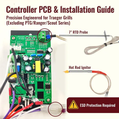 Vista 9 de Kit de controlador para Traeger BAC236, BAC365, BAC283, etc. (sin puertos de sonda de temperatura) - Compatible con Bronson 20, Pro 22/34, Texas