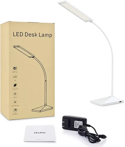 Vista 8 de Vansuny Lámpara de escritorio LED con puerto de carga USB, cuidado de los ojos, 5 modos de color, 6 niveles de brillo, control táctil, cuello