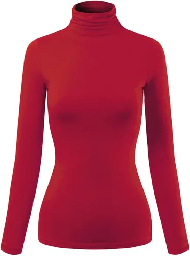 Vista 13 de MixMatchy Camiseta básica de manga larga con cuello alto y corte ajustado para mujer Negro