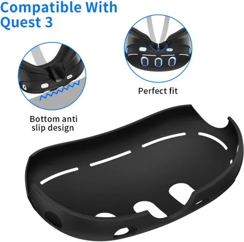 Vista 3 de RGEEK Compatible con accesorios Quest 3, cubierta facial de realidad virtual, cubierta de carcasa de realidad virtual, para Quest 3 controlador