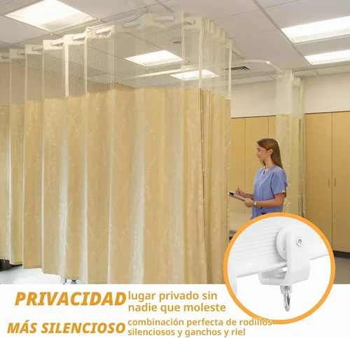Vista 4 de Riel de cortina flexible de techo Riel de cortina curvado de 9.8 pies (3 m) con rodillos silenciosos Montaje flexible para ducha, ventana