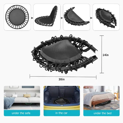 Vista 7 de Trampolín de rebote de 40 pulgadas/48 pulgadas para adultos con cuerdas elásticas, rebote de ejercicio para adultos para entrenamiento en interiores