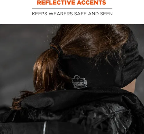 Vista 6 de Ergodyne Gorro de invierno de 2 capas para mujer, diadema de forro polar, elastano, negro, talla única de EE. UU