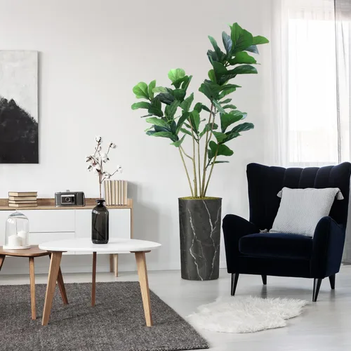 Vista 7 de Árbol artificial con efecto de granito moderno, palmera tropical areca artificial de seda para decoración del hogar en interiores y exteriores