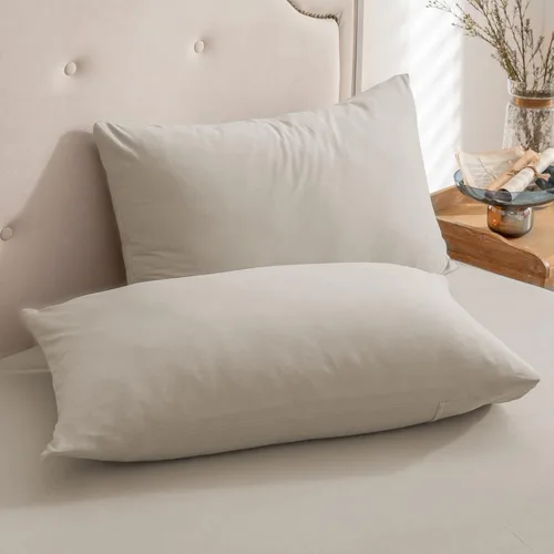 Vista 6 de PURE ERA Fundas de almohada de punto jersey 100% algodón tipo camiseta, súper suaves, cómodas, transpirables, juego de 2, estándar 20" x 26", rayas