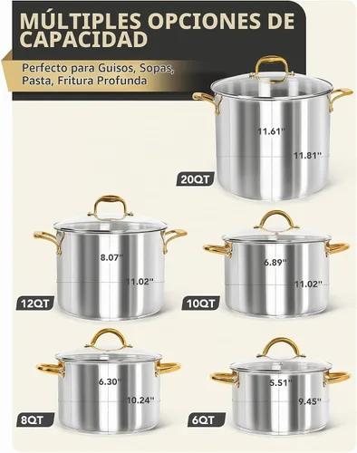 Vista 8 de MICHELANGELO Ollas de Acero Inoxidable - Olla de Inducción de 6 Qt con Tapa, Olla para Caldo de Acero Inoxidable 18/10, Olla de Cocina No Tóxica