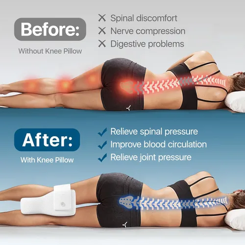 Vista 2 de Almohada de rodilla para dormir de lado, almohada grande y cómoda de espuma viscoelástica para dormir de lado, correa ajustable, almohada