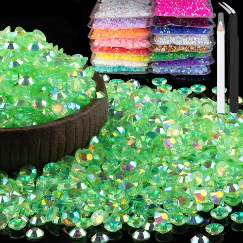 Vista 49 de 15000 diamantes de imitación de resina de 0.079 pulgadas a granel, diamantes de imitación de gelatina redondos negros con parte trasera plana, gemas
