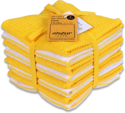 Vista 20 de AMOUR INFINI Juego de 8 paños de cocina para lavar platos, altamente absorbentes, súper suaves, trapos reutilizables de secado rápido para limpiar