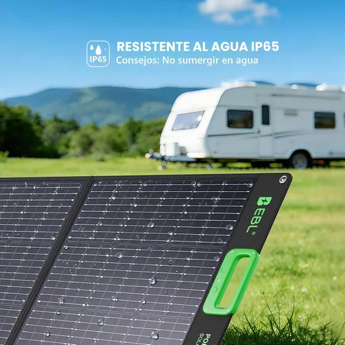 Vista 6 de El panel solar portátil de EBL 100W para la central eléctrica, prenda impermeable IP65 plegable Negro