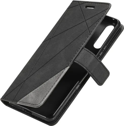 Vista 5 de Funda compatible con Sony Xperia 1 V, compatible con Sony Xperia 1 V 2023 XQDQ62/B XQ-DQ72 XQ-DQ14 Funda con tapa de piel sintética negra