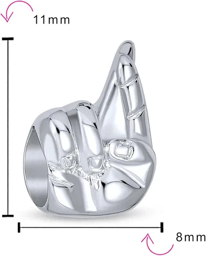 Vista 3 de Monograma personalizado con inicial del alfabeto A-Z BFF símbolo de mano I Love You Sign Charm para mujeres y adolescentes, plata de ley 925, se