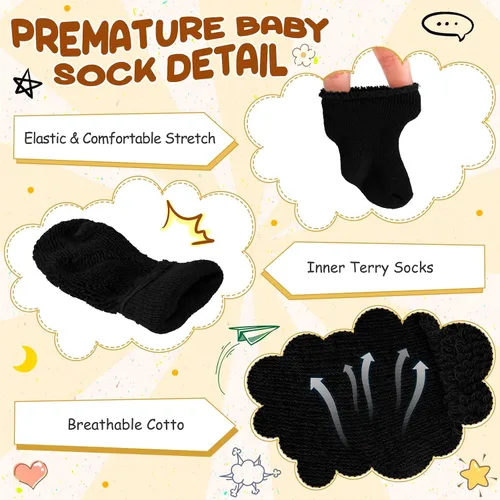 Vista 7 de Janmercy 20 pares de calcetines prematuros para niñas y niños, calcetines prematuros para recién nacidos, calcetines prematuros para bebés