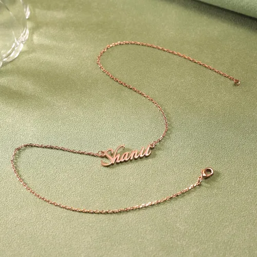 Vista 5 de Collar con nombre personalizado, collar con nombre personalizado con cadena de bordillo, collar con colgante chapado en nombre S925, regalo
