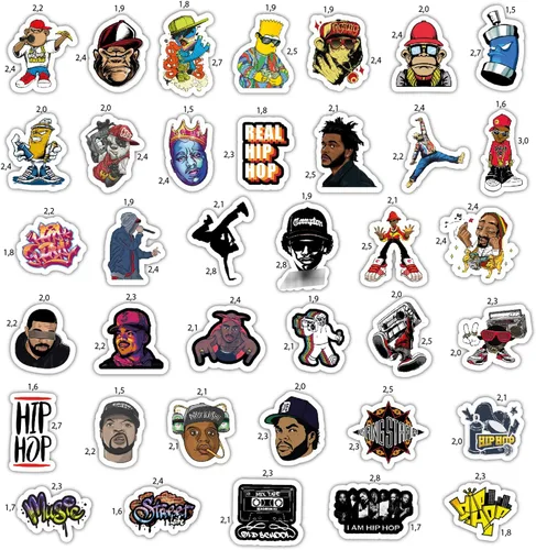 Vista 3 de 37 calcomanías de hip hop, calcomanías de música impermeables, calcomanías de vinilo de hip hop para portátiles y botellas de agua