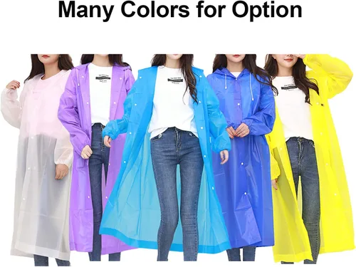 Vista 7 de RYNCO Poncho de lluvia transparente, unisex, portátil, reutilizable, transparente, con capucha, impermeable para adultos con mangas elásticas