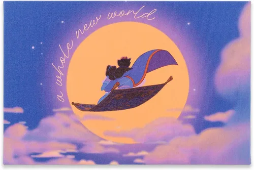 Vista 12 de Open Road Brands Disney - Lienzo decorativo de pared con diseño de Ariel y Flounder de La Sirenita en acuarela - Hermoso arte de pared de Ariel